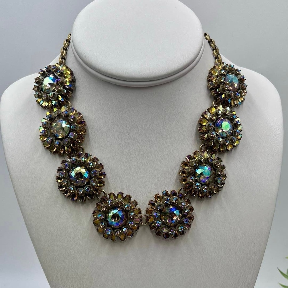 J. Crew Jumbo Aurora Borealis Retired Rare Runway Floral Necklace‎
